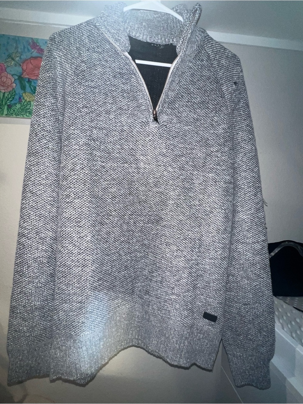 Men's Heather Gray Half-Zip Knit Sweater